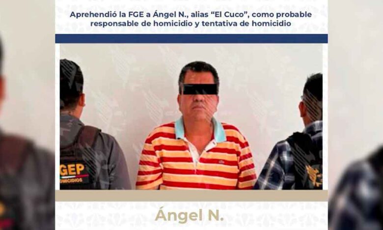 Aprehendió la FGE a Ángel N., alias “El Cuco”, como probable responsable de homicidio y tentativa de homicidio