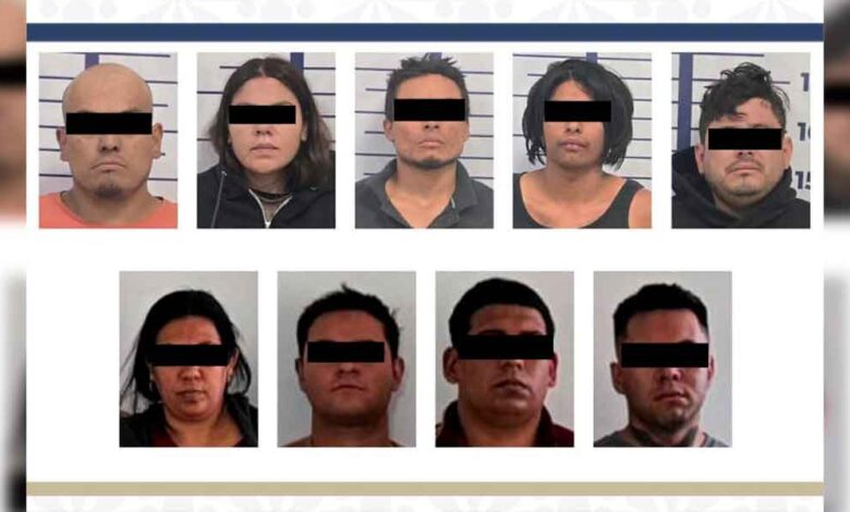 Capturan a 9 personas con armas, cartuchos útiles, droga y dinero en efectivo