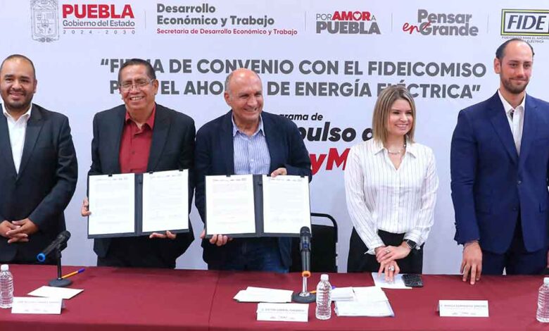 Firman convenio SEDETRA y FIDE para impulsar ahorro energético en MiPyMEs poblanas