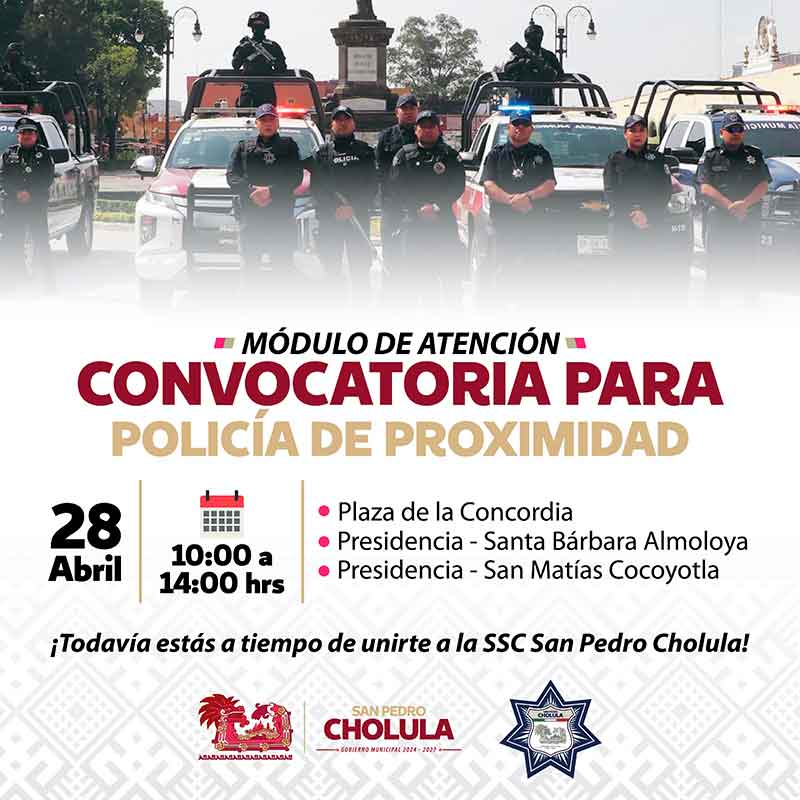 San Pedro Cholula abre módulos de reclutamiento para nuevos policías 