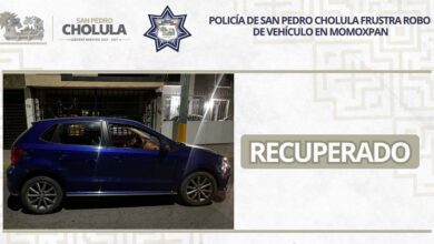 Policía de San Pedro Cholula frustra robo de vehículo en Momoxpan