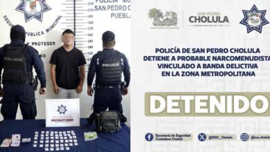 SSC Cholula detiene a probable narcomenudista vinculado a banda delictiva en la zona metropolitana