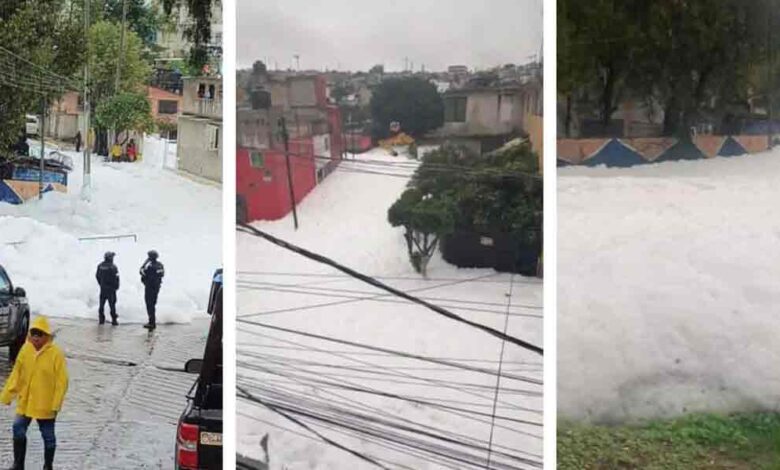 Calles De Naucalpan amanecieron cubiertas de densa espuma tras desbordamiento de río