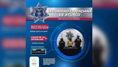 Secretaría de Seguridad Ciudadana de Atlixco detuvo a mujer por los delitos contra la salud