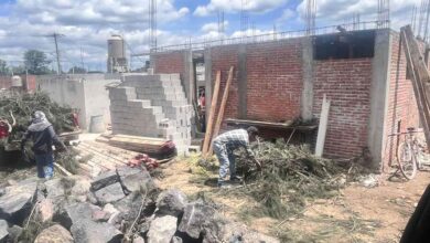 Atención ante afectación por lluvia en secundaria de Coronango