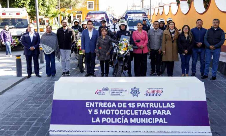 San Andrés Cholula adquiere 15 patrullas y 5 motocicletas de última generación con inversión FORTASEG