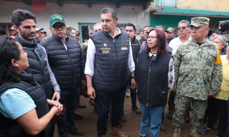 Respaldo total a Huauchinango: Armenta y Sheinbaum unen fuerzas para atender la emergencia por lluvias