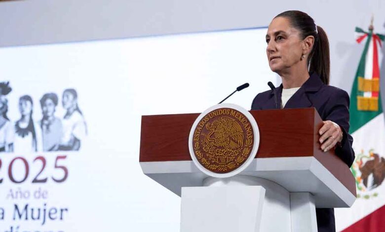 Presidenta Claudia Sheinbaum durante su conferencia de prensa o Imagen de la Fiscalía de CDMX